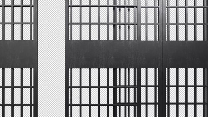 监狱推拉铁门关闭动画带通道序列+C4D
