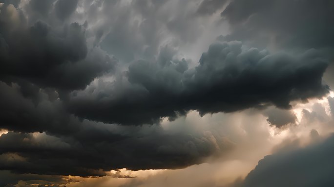 积雨云遮天蔽日云层透光空境云翻滚