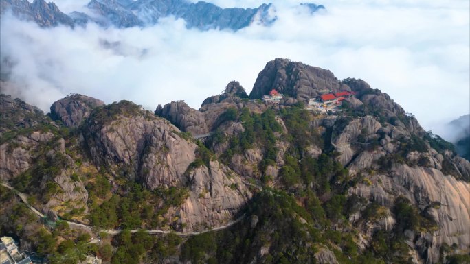 黄山云海航拍延时大自然风景风光视频素材4