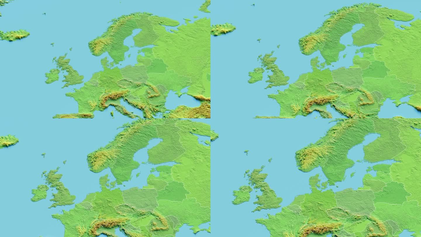 丹麦地图3D动画与边界