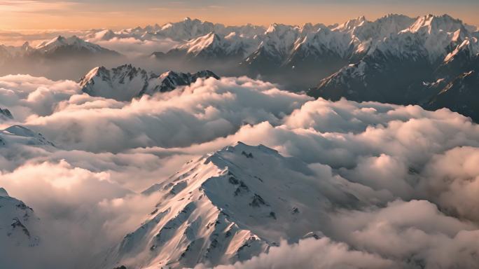 雪山云雾航拍高山山峰震撼延时山脉