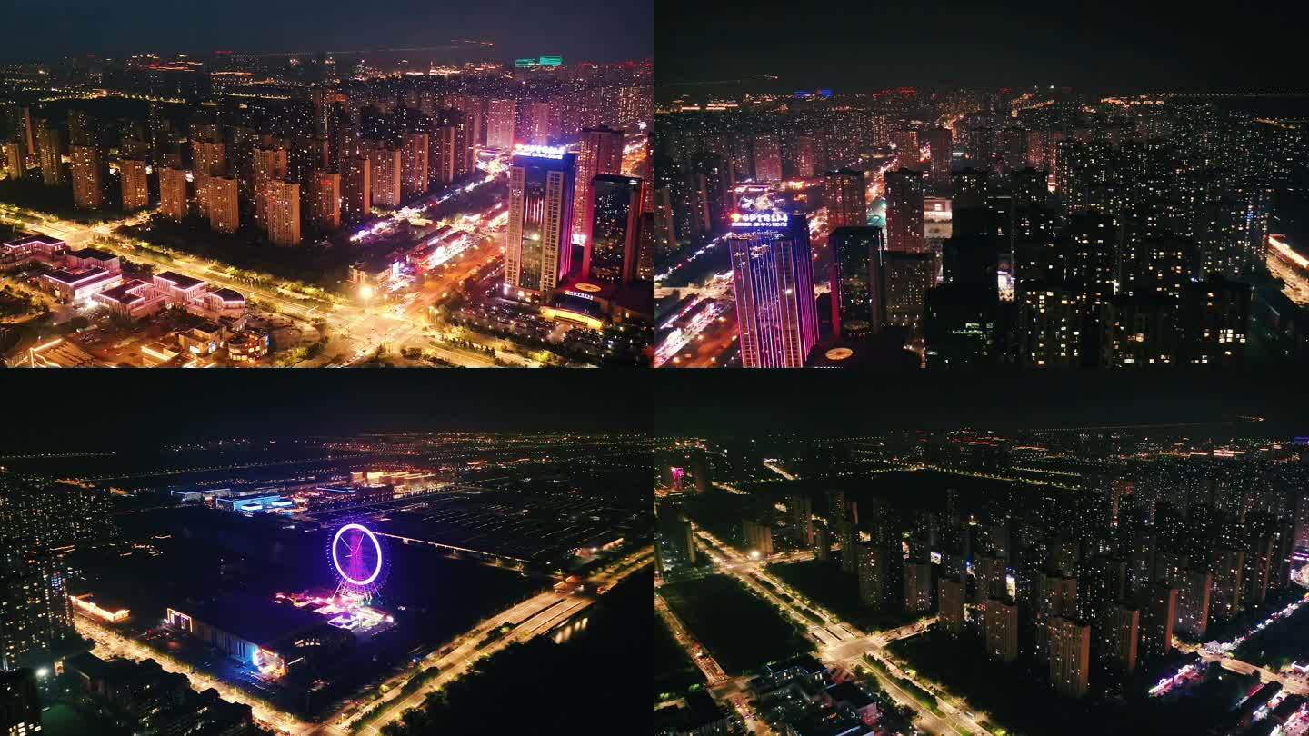 杭州湾夜景航拍素材