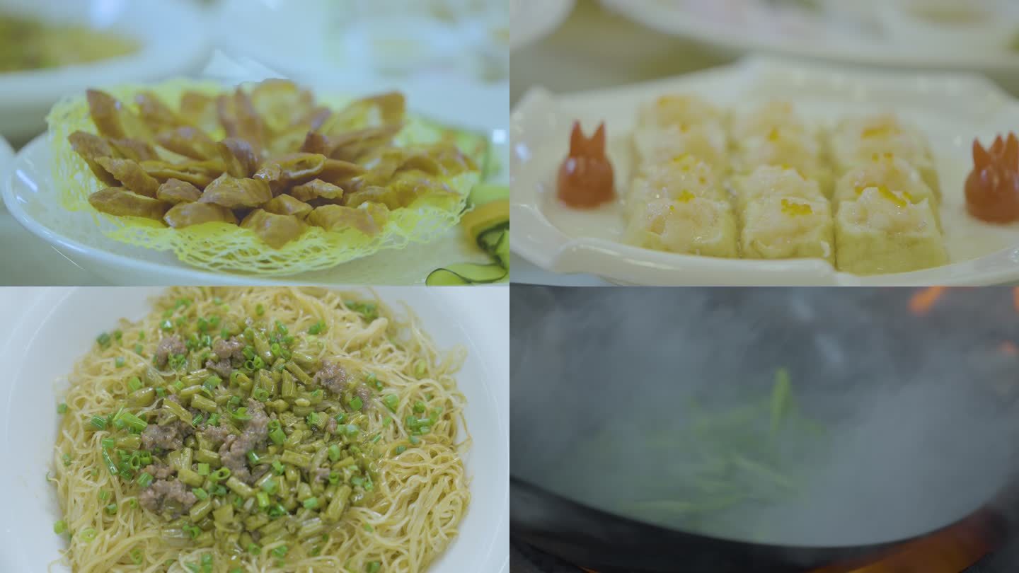 粤菜美食烹饪炒菜心猪大肠炒菜心豆腐蒸米粉