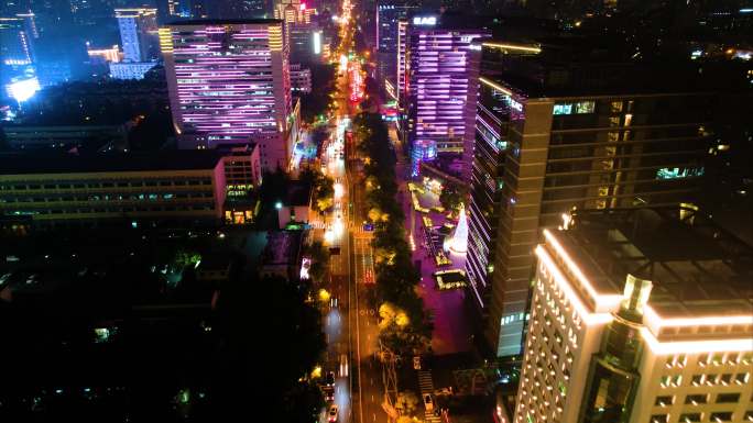 杭州西湖区教工路夜景车流延时