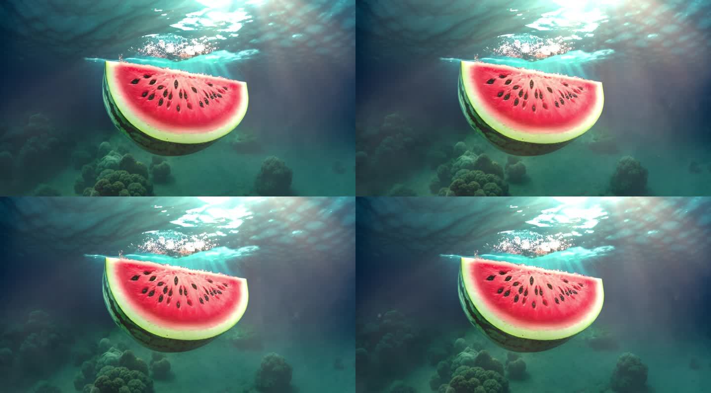 水中的西瓜视频素材