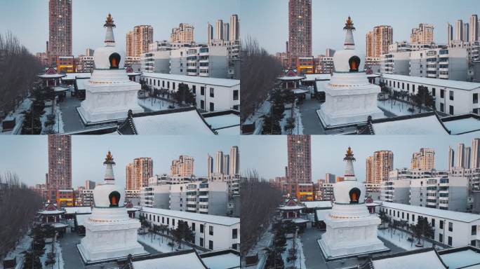 沈阳西塔冬季航拍城市风景