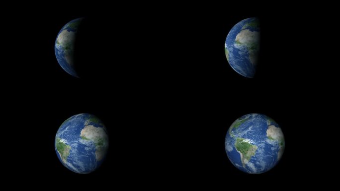 行星地球与一个可见的非洲大陆孤立动画在黑色背景。