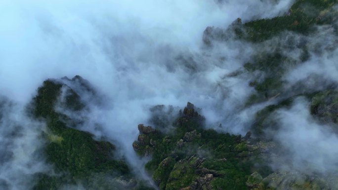 高空航拍黄山山峰奇石云海景观 (6)