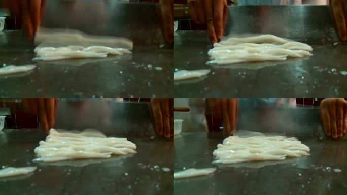 汉中 热米皮制作 小吃 近景