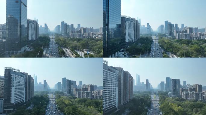 深圳航拍城市地标建筑都市风光深南大道交通