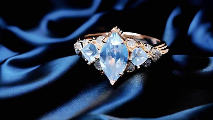 蓝色戒指钻石珠宝浪漫旋转婚戒对戒宝石首饰