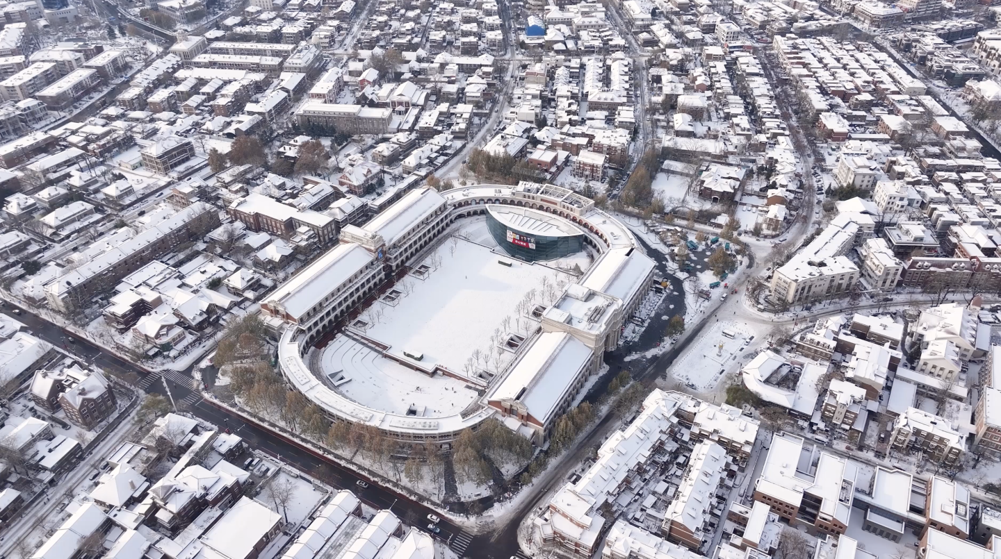 天津五大道雪景航拍