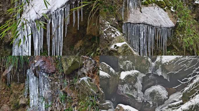 冬天来了溪流结冰寒冬冰雪唯美冬韵