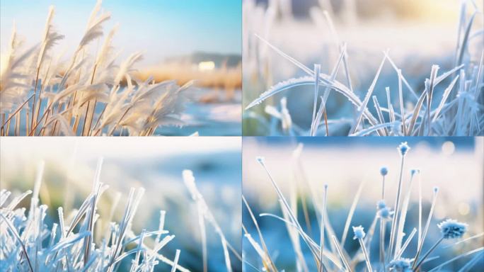 唯美冬季植物/雾凇雪景/微距特写