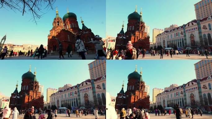 哈尔滨圣索菲亚教堂延时摄影4K