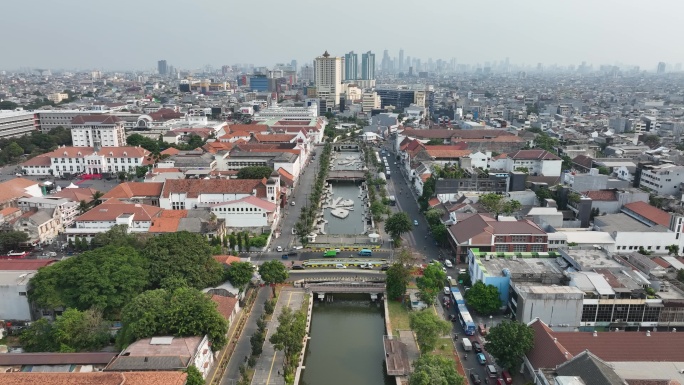 原创 印尼雅加达老城城市交通航拍风光