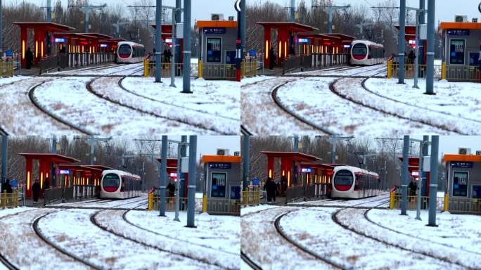 冬天北京西郊小火车雪景