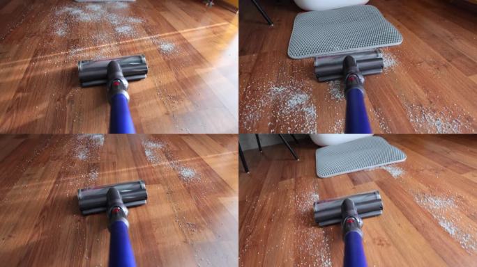 用吸尘器清理猫砂