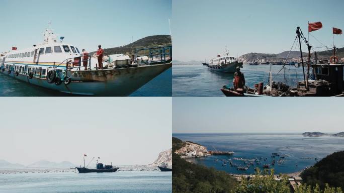 长岛海岛渔船出海摆渡船