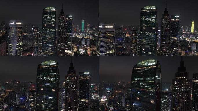 广州珠江城大厦夜景航拍