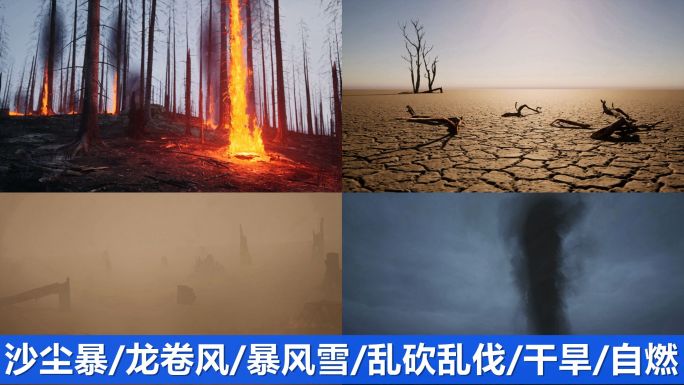 极端气候环境破坏生态失衡气候变化组合镜头