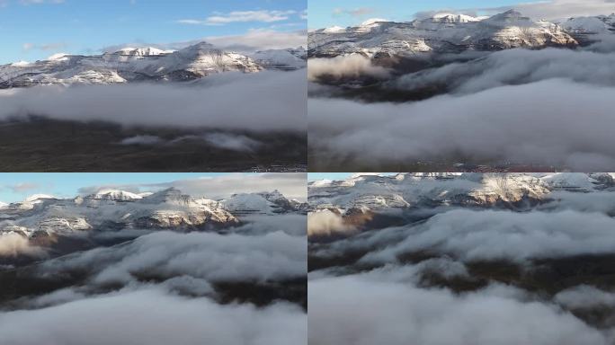 4K航拍西藏塔尔钦冈仁波齐雪山晨雾