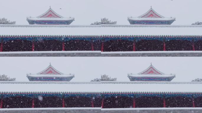 实拍北京2023年初雪天坛斋宫飘雪雪景