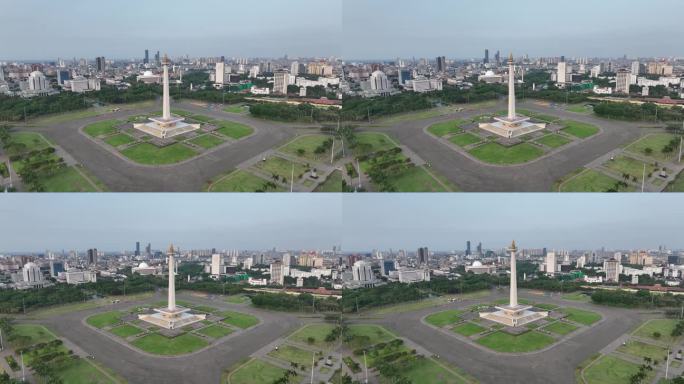 印尼雅加达独立广场国家纪念碑航拍城市风光