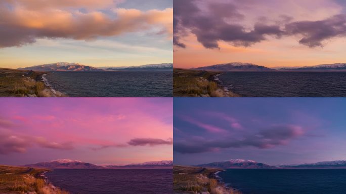 赛里木湖日落延时摄影素材