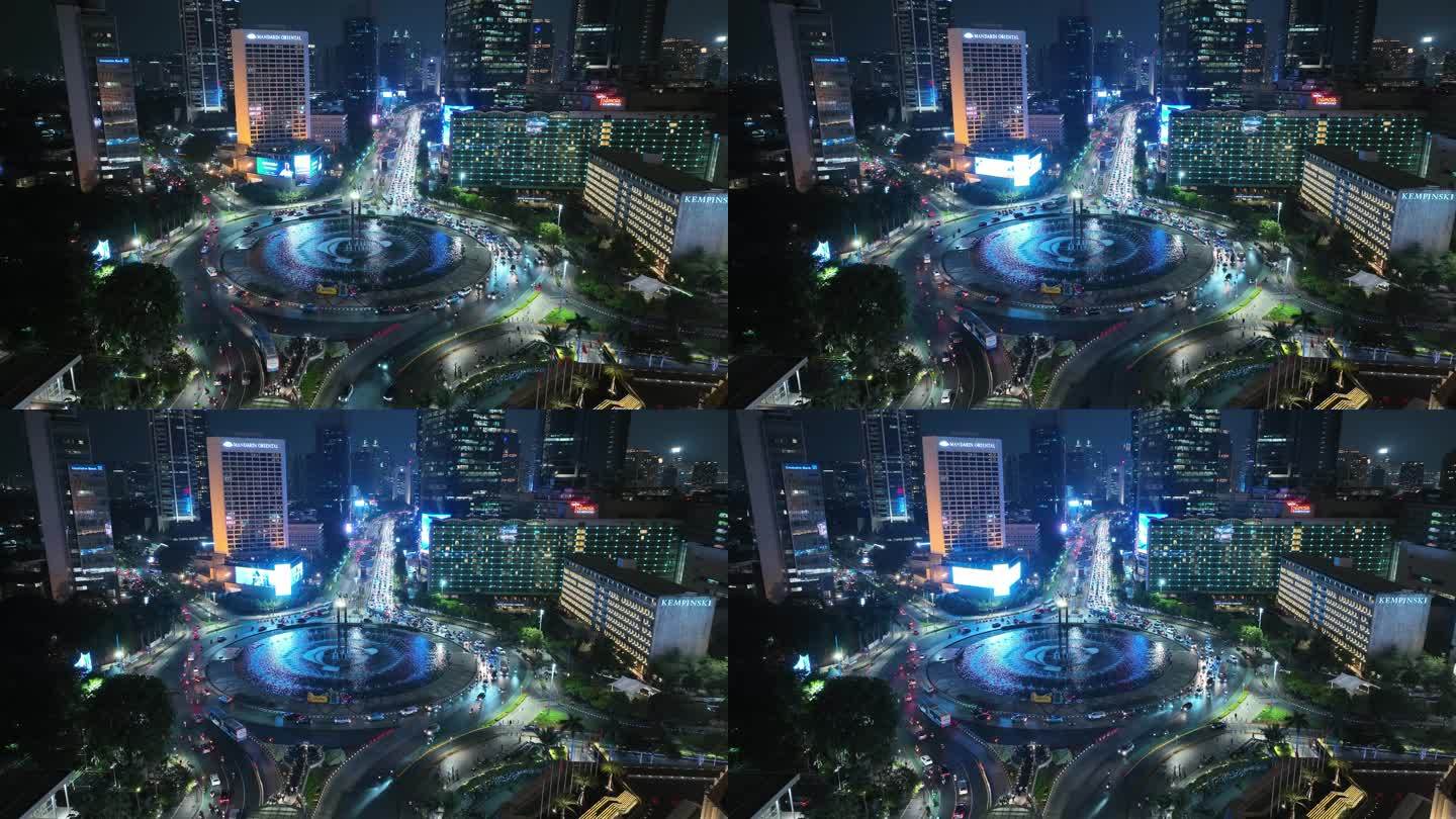 原创 印尼雅加达城市高楼夜景航拍风光