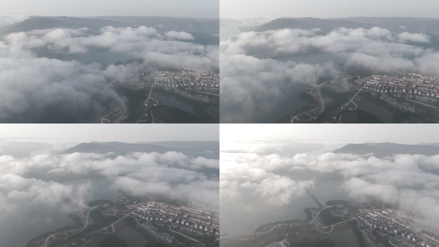 早晨云雾下的嘉陵江———灰片原素材