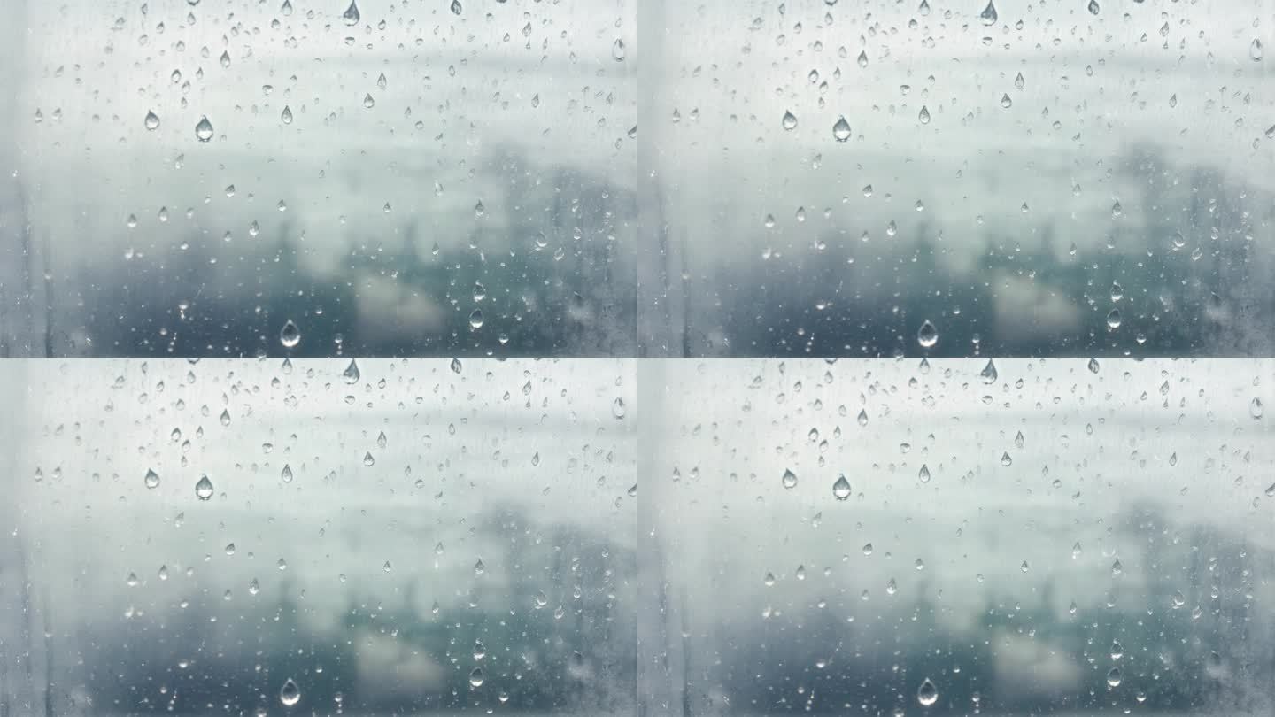 4K唯美下雨雨景窗户朦胧雾气水滴背景