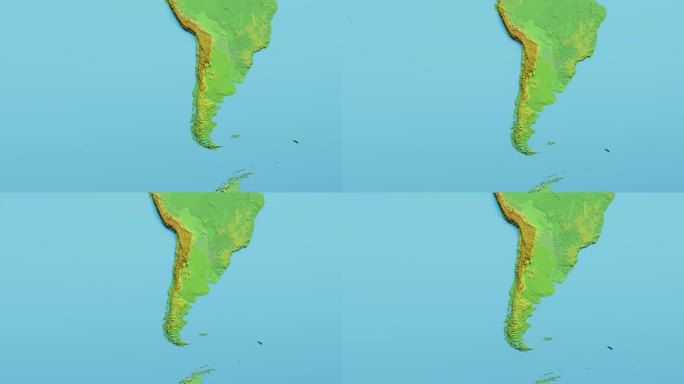 智利地图3D动画与边界