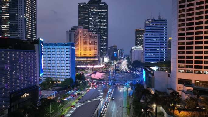 原创 印尼雅加达城市高楼夜景航拍风光