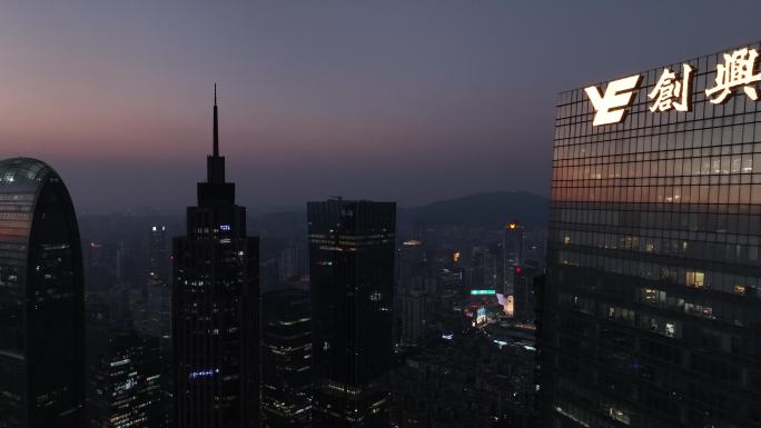 广州创兴银行大厦夜景航拍