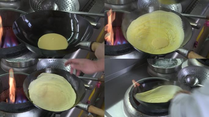 做蛋皮烹饪厨房后厨烧菜摊鸡蛋美食制作中餐