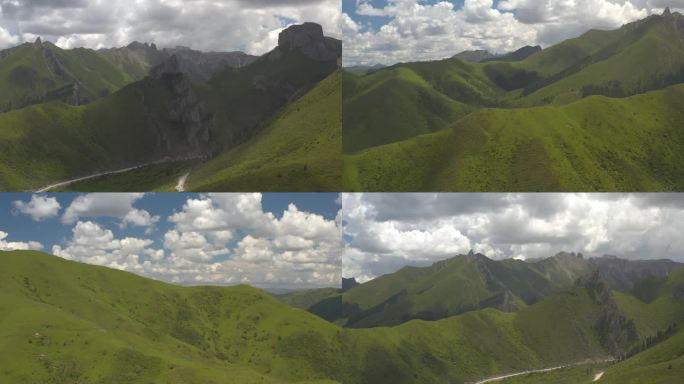 青海甘南藏区扎尕那山区319国道草原航拍
