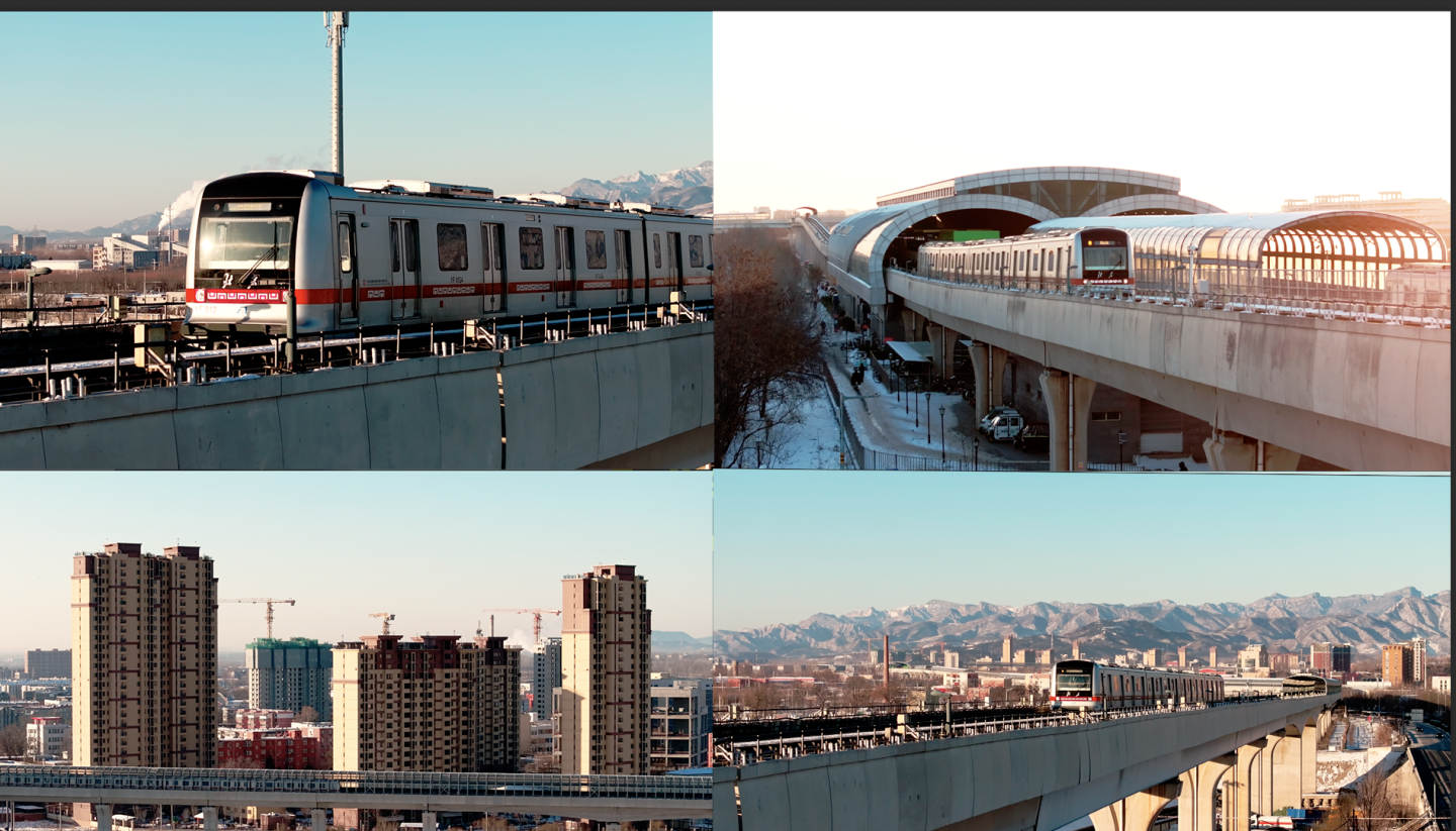 北京地铁 房山地铁燕房线航拍冬季地铁航拍