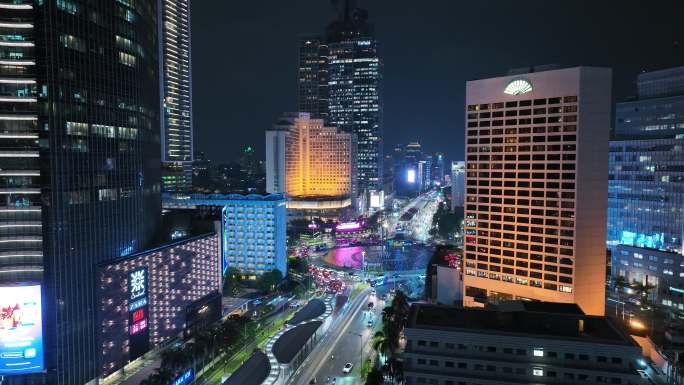 原创 印尼雅加达城市高楼夜景航拍风光