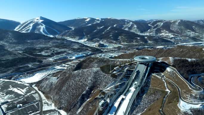 航拍冬季张家口崇礼雪如意雪景