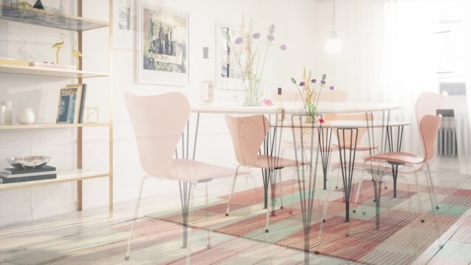 家庭展示室内:餐厅家具设计-可循环的3D可视化