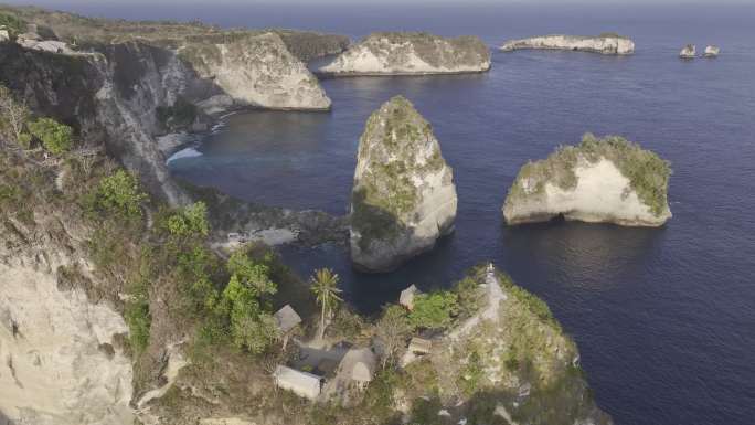 HDR印尼佩尼达岛钻石海滩航拍岛屿风光