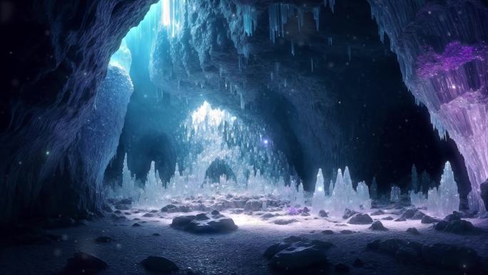 4K唯美梦幻抽象艺术水晶洞穴背景素材
