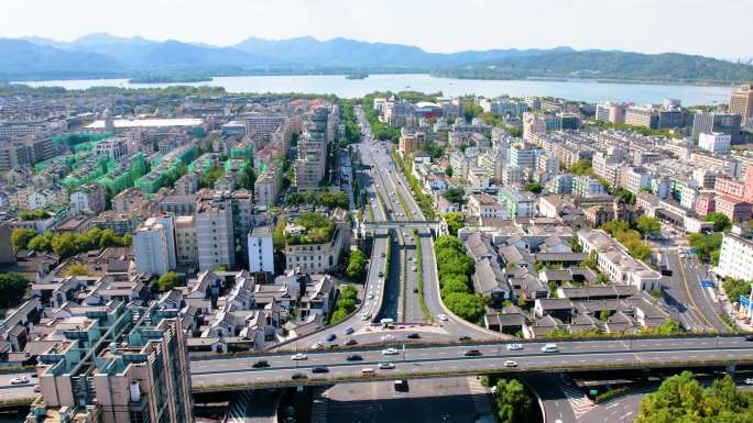 杭州西湖景区西湖大道车辆车流延时风景视频