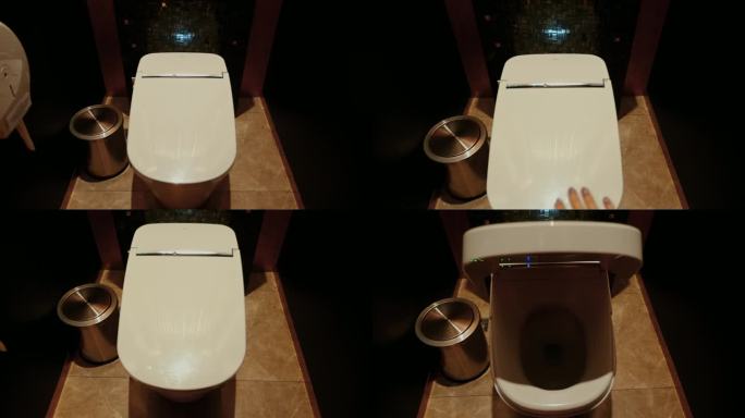 现代浴室内部与封闭的高科技马桶