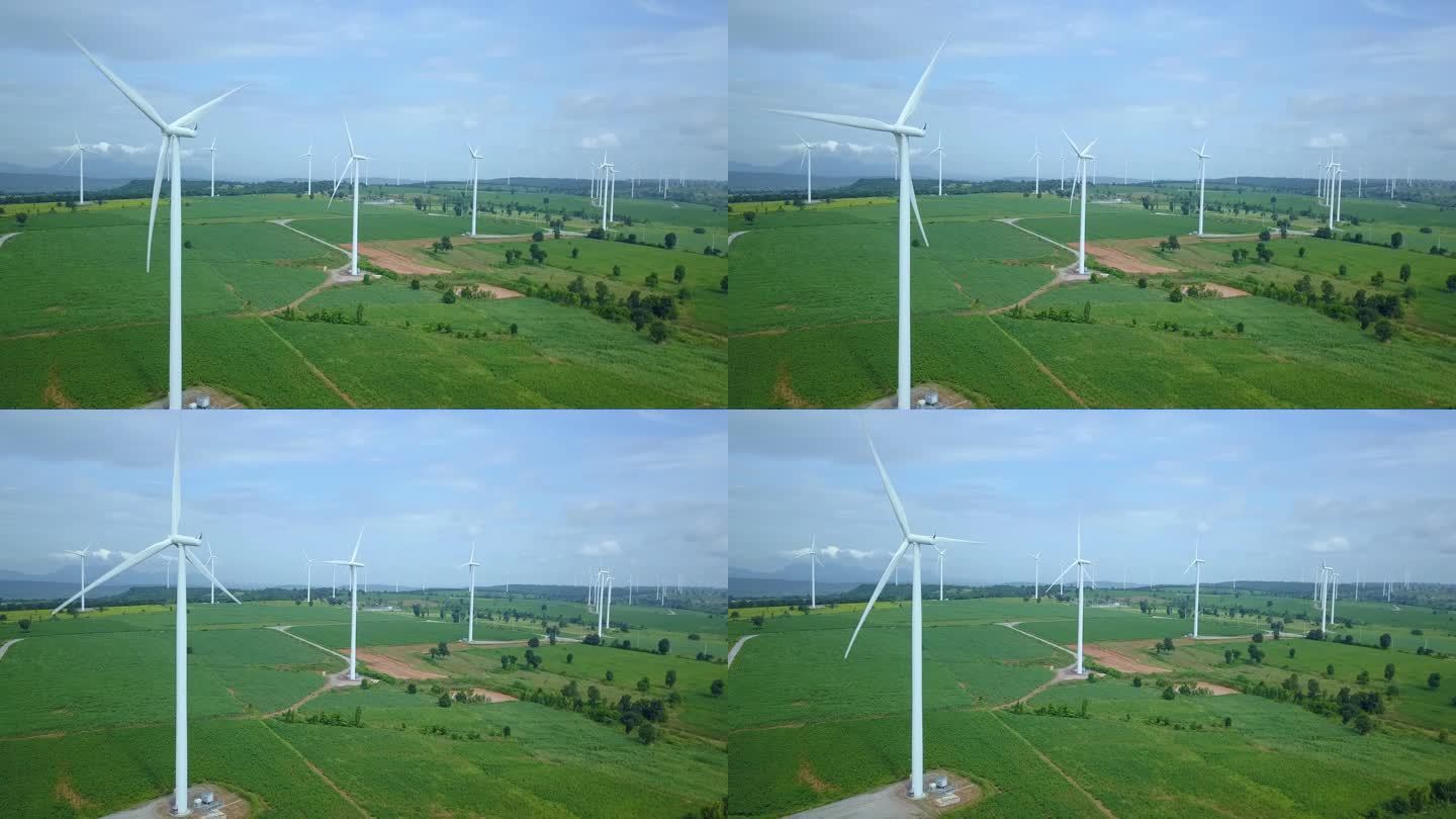 航拍风力发电机新能源风车