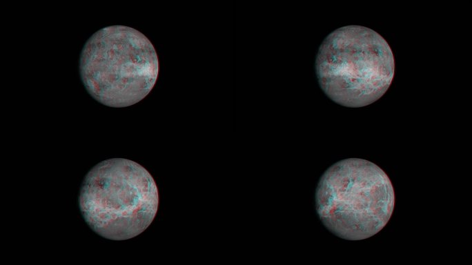 三维浮雕。旋转的太阳系天体:金星表面