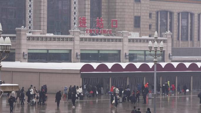 北京站进站口人流4K延时