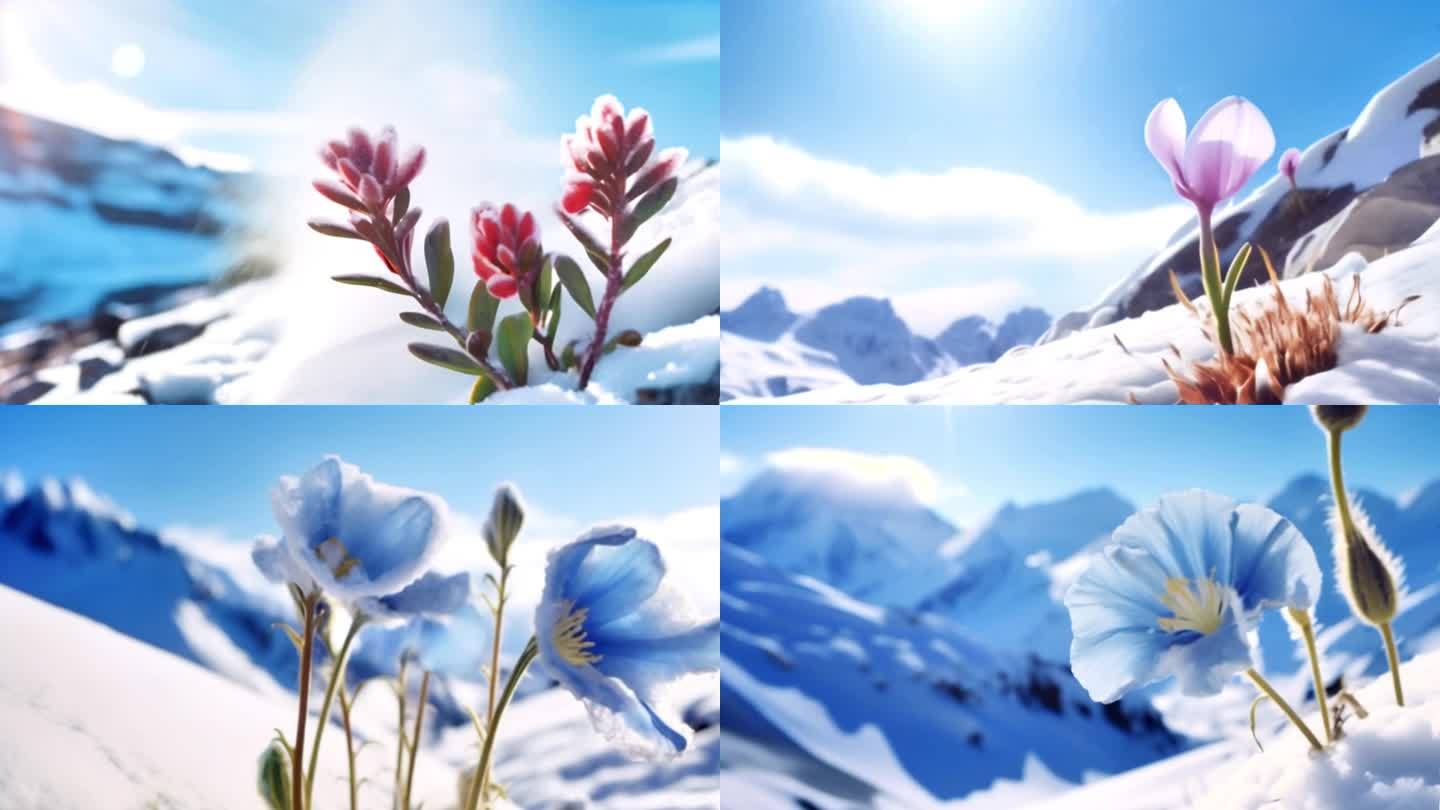 高山雪景/雪中植物/大雪雪中花仙子