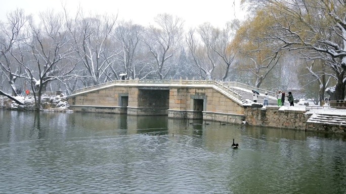 冬天北京颐和园西堤雪景
